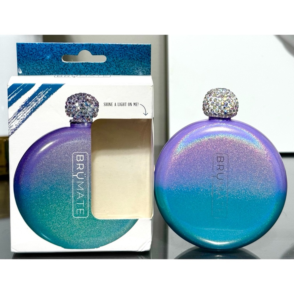 BruMate 5oz Stainless Steel Glitter Flask,‎ GLITTER MERMAID